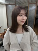 セミロング×ミルクティーベージュ