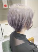 大人ショートパーマ小顔カット20代30代40代 グレージュカラー