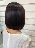 ダークグレージュ大人かわいい小顔ショートボブ☆シースルー前髪