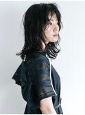 くびれヘア/顔周り/韓国/レイヤーカット/黒髪/ミディアム/横浜