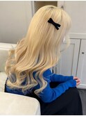 5840グレーベージュハイライトグラデーションカラー韓国波巻き