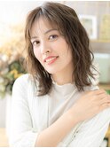 抜け感ウェットヘア小顔波巻きエアリーミディc4戸頭20代30代40代