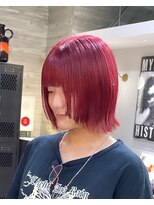 ヲタク(wotaku.)&nbsp;ピンクレッドチェリーレッド暖色カラーハイトーン派手髪外はね