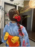 浴衣ヘアセット／サイド編みおろし／ヘアセット