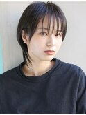 天神【BIRTH】ボブウルフ小顔ショートネビージュ黒髪