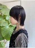 ウルフ ストレート 黒髪 オシャレ