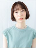 シースルーバング暖色系カラー小顔ボブb古河20代30代40代