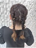 編み込み×ツーブロックの大人モードヘア