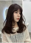 透明感カラーくびれヘアレイヤーカット前髪顔周りカット韓国ヘア