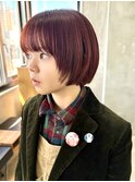 マッシュレイヤーミニボブショートボブオレンジ暖色イルミナカラ