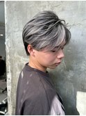 フェザーショートアップバングセンターパートメンズハイライト