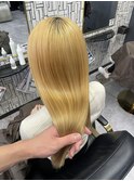 大人可愛い透明感立体感グレージュ×エアストレート