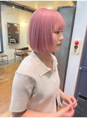 ハイトーンピーチピンクボブ