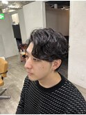 韓国風緩めパーマ/ニュアンスパーマ/メンズセンターパート/池袋