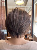 40代、50代、60代ワンサイドひし形ショートボブ×小顔カット