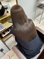 オズ 安積店(OZ) ミニウルフチェリーブラウンホワイトグレージュフェザーパーマ