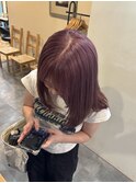 くびれヘア/ラベンダーピンク/ピンク/ブリーチ/長橋