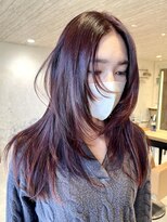 ボコカ(bococa)&nbsp;ワインレッド暖色ボルドーレイヤーカットブリーチなし