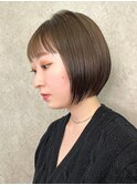 丸みショートボブ小顔ショートイルミナカラーアッシュブラウン