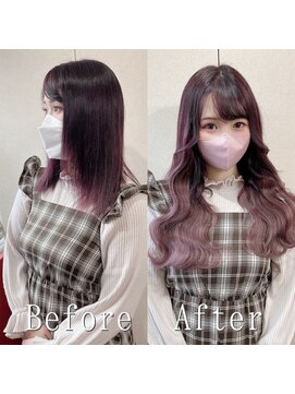エクステ専門店あるじゃんすー 宇都宮店 ピンクパープル#シールエクステ#ラフウェーブ#小顔ヘア#宇都宮