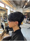 メンズマッシュウルフ/韓国風センターパート/ニュアンスパーマ
