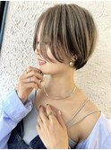 30代小顔マッシュショート/シースルーバング/透明感ヘアカラー