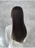 ブリーチ毛に縮毛矯正、ロング、グレージュカラー、20代、30代