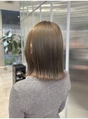 ブリーチなしダブルカラーオリーブベージュ/伸ばしかけボブ
