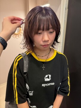 チャプター 問屋町(chapter) ケアブリーチデザインカラーラベンダーブラウン顔まわりレイヤー