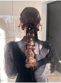 編み下ろしヘアセットアレンジお呼ばれ結婚式パーティー推し活