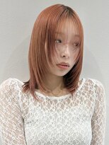 ラミエバイメルト 下北沢(lamie by melt) レイヤーカット ミディアムレイヤー ブリーチ オレンジ ピンク