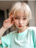 【GEEKS渋谷】ブロンドベージュ/ウルフカット/春カラー/20代30代