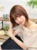 小顔効果◎前下がりオレンジブラウンボブ