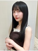 艶髪/ツヤ髪/ストレート/黒髪/ぱっつん前髪/髪質改善/縮毛矯正