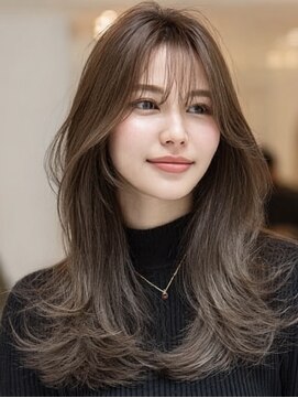 ダル 渋谷/表参道(DAL.) 顔周りカットハッシュカットロングレイヤーダークブラウン