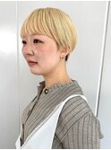 ブロンドヘア マッシュショート ベリーショート