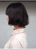 黒髪アッシュグレイ×エアリーカールラウンドボブ☆