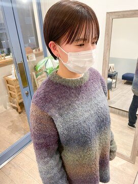 メルト 吉祥寺(melt) 高塚/20代30代大人小顔丸みショート耳掛けワイドバングベージュ