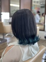 ジッピー ヘアーコレクション 裾カラーターコイズ　ミディアムスタイル