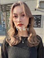 バイオレット 表参道店(Violet)&nbsp;大人韓国ヘアレイヤーカットダブルカラーミルクティーベージュ