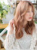 ★ベビーピンクセンターパート大人巻きロング20代30代40代★10