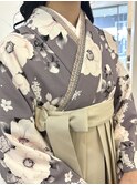 袴着付け/ヘアセット/ハーファップ/巻き髪/ロングヘアヘアメイク