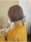 ブラウンベージュ/ボブ/ブリーチカラー/ケアブリーチ