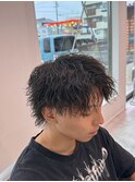 ハーフアップバング/縦落ちパーマ/メンズパーマ