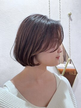 ロンドミラー 博多店(Lond Mirror) ワンレン切りっぱなし韓国ボブ/ブリーチなし地毛風カラー/博多