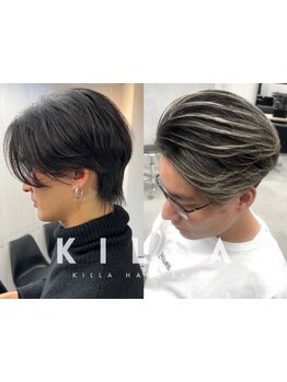 ★高い技術で朝のセットも楽チンにカッコ良く★[メンズカット/ブリーチダブルカラー/白髪ぼかしハイライト]