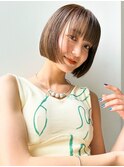 ショート/ボブ/ワイドバング/ベージュ/ストレート/渋谷/学割