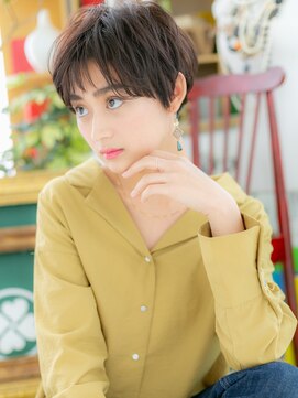 カバーヘア ブリス 志木南口駅前店(COVER HAIR bliss) ダークアッシュくせ毛風ウェットヘアショートA4志木20代30代40代