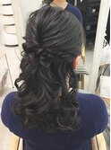 ハーフアップ ウェーブヘア 結婚式ヘアアレンジ 銀座 ヘアセット