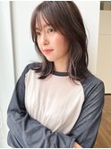 小顔前髪顔周りレイヤー×グレージュカラー デザインカラー
